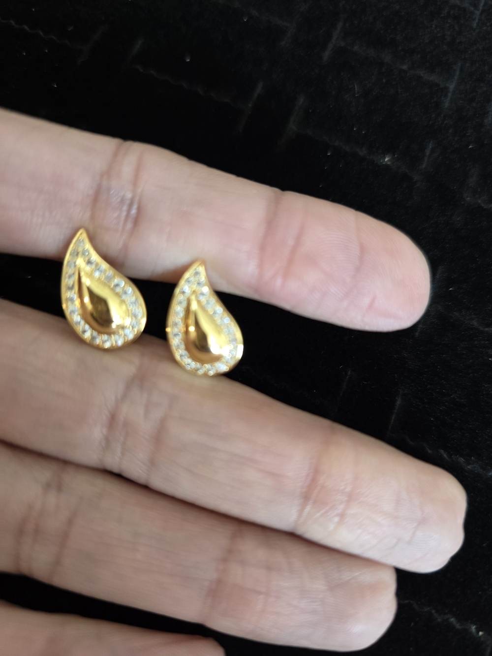 22kgp Dubai Jewelry Gold Teardrop Crystal-Accent Stud Earrings - Women Jewelry